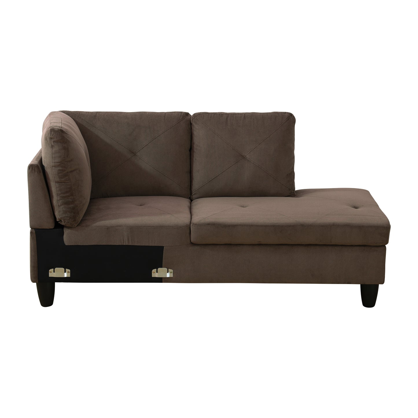F09809B-Brown Sackcloth Fabric 3-Piece Living Room Sofa Set