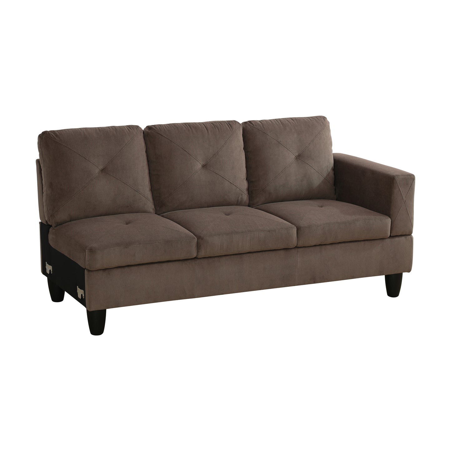 Brown Sackcloth Fabric 3-Piece Living Room Sofa Set