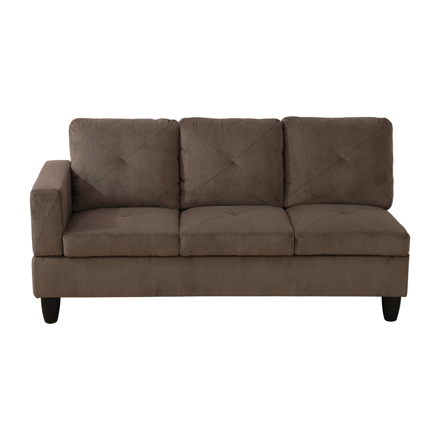 F09809B-Brown Sackcloth Fabric 3-Piece Living Room Sofa Set