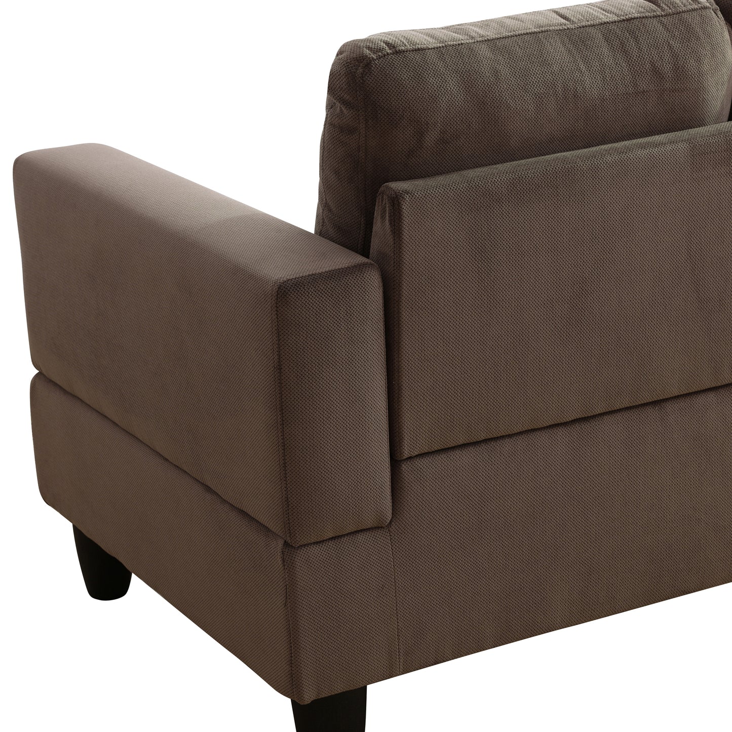 Brown Sackcloth Fabric 3-Piece Living Room Sofa Set