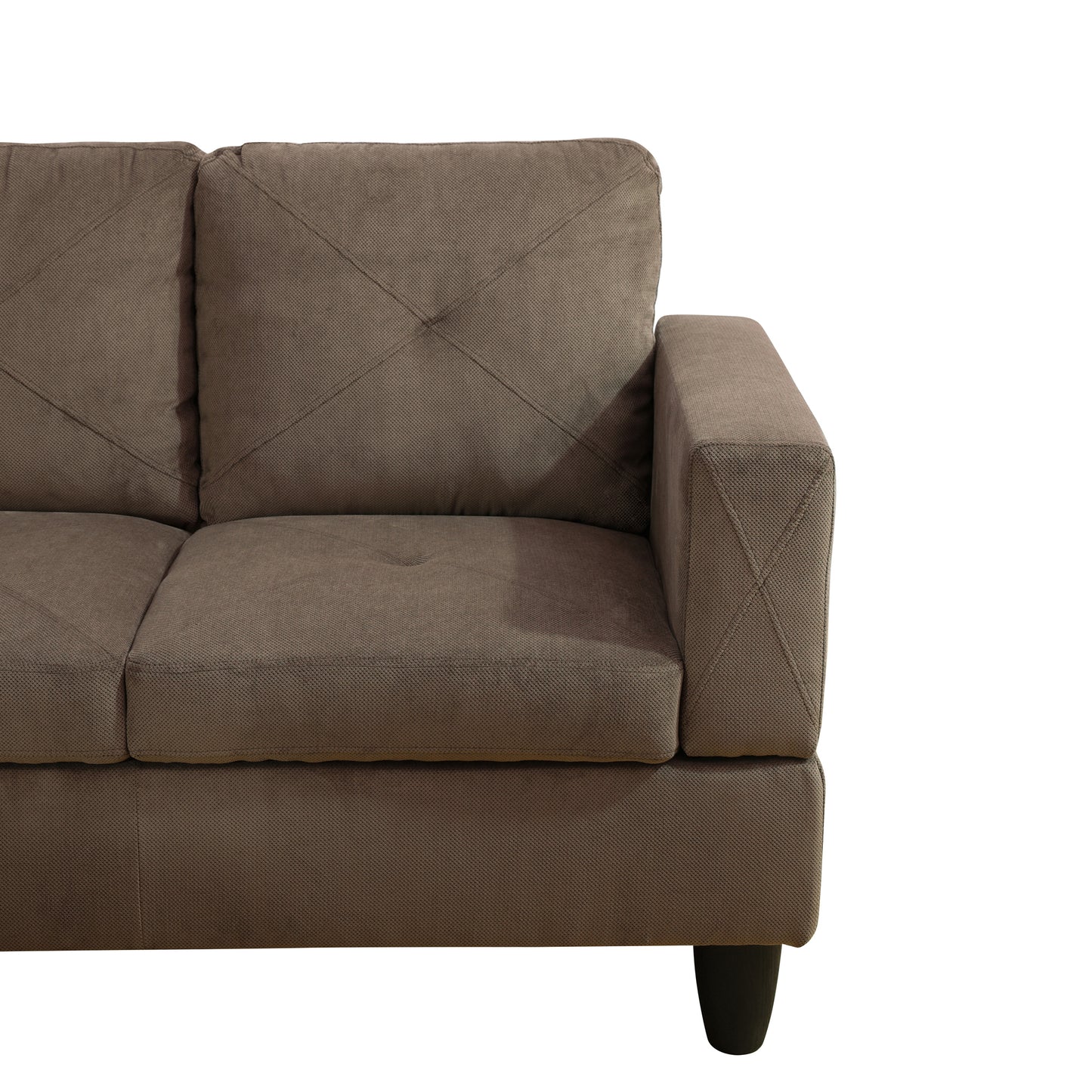Brown Sackcloth Fabric 3-Piece Living Room Sofa Set