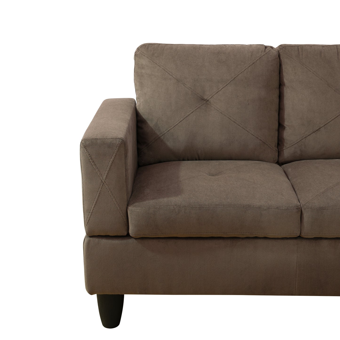 F09809B-Brown Sackcloth Fabric 3-Piece Living Room Sofa Set