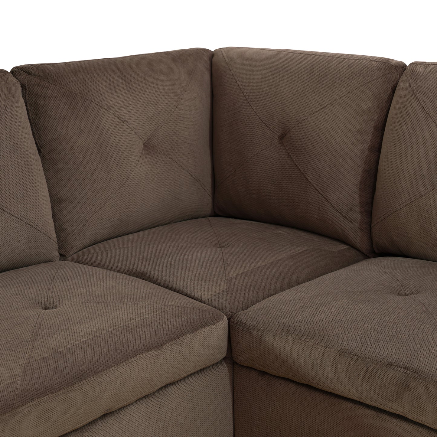 Brown Sackcloth Fabric 3-Piece Living Room Sofa Set