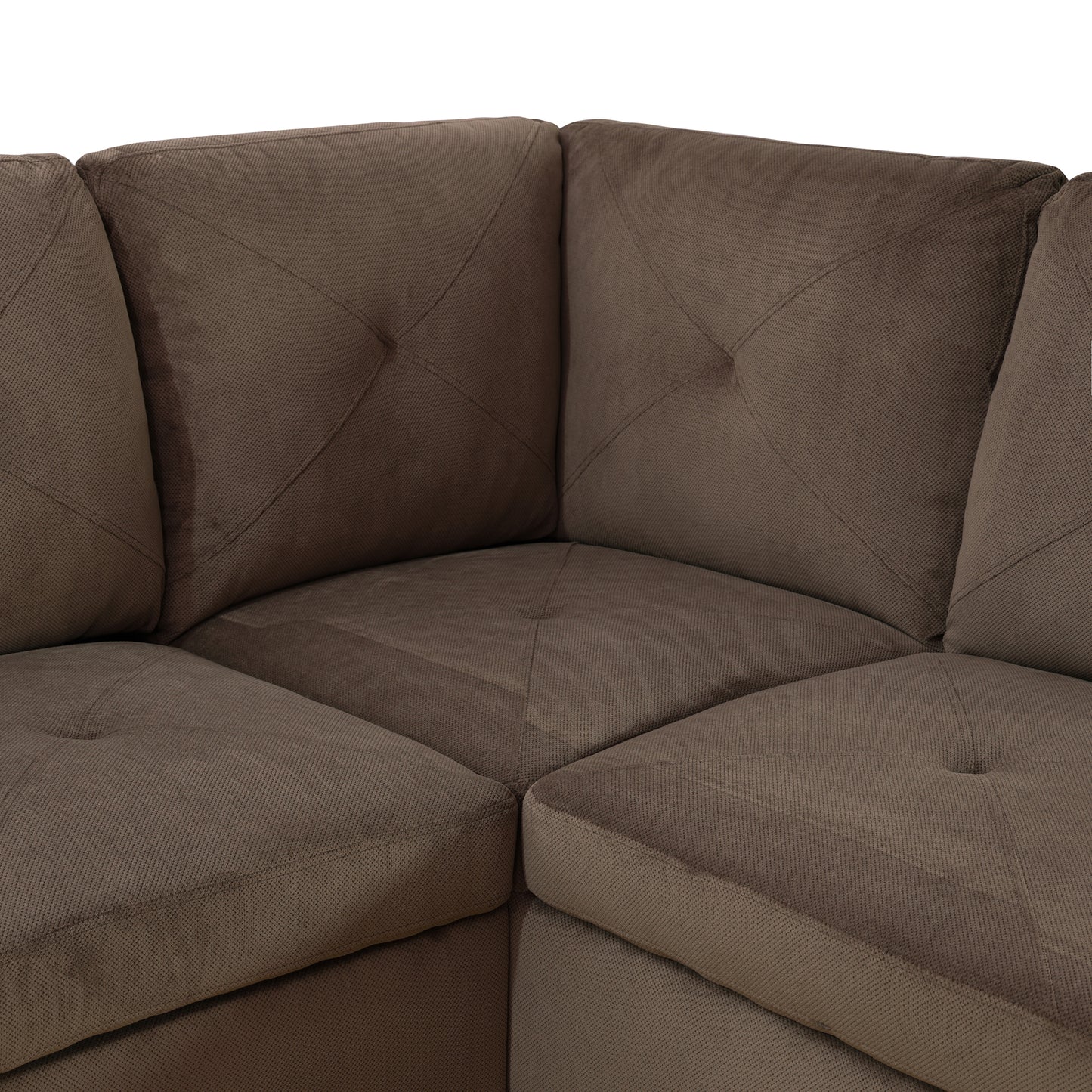 F09809B-Brown Sackcloth Fabric 3-Piece Living Room Sofa Set