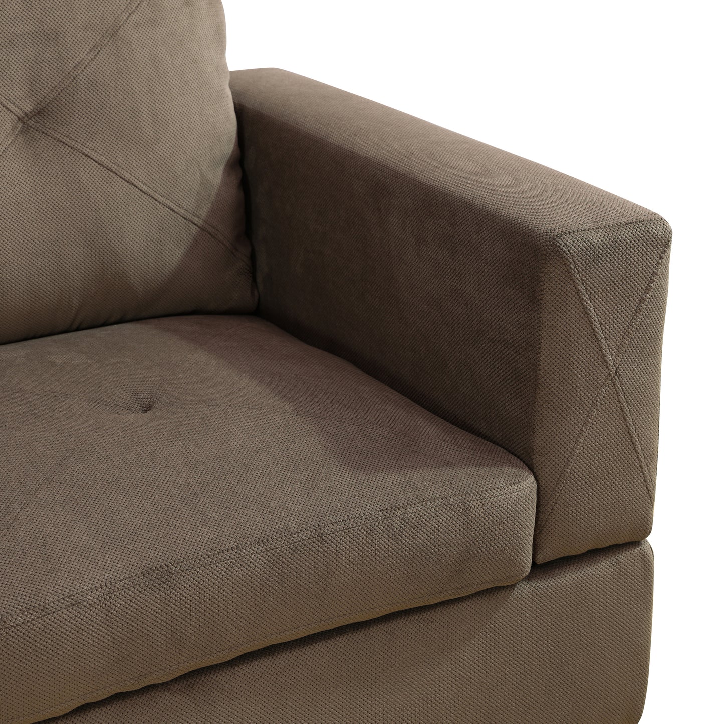 Brown Sackcloth Fabric 3-Piece Living Room Sofa Set