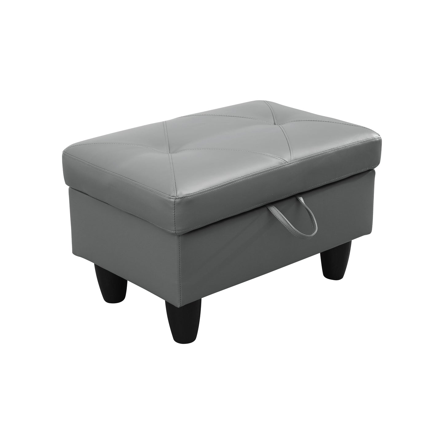Dark Grey Faux Leather 3-Piece Couch Living Room Sofa Set