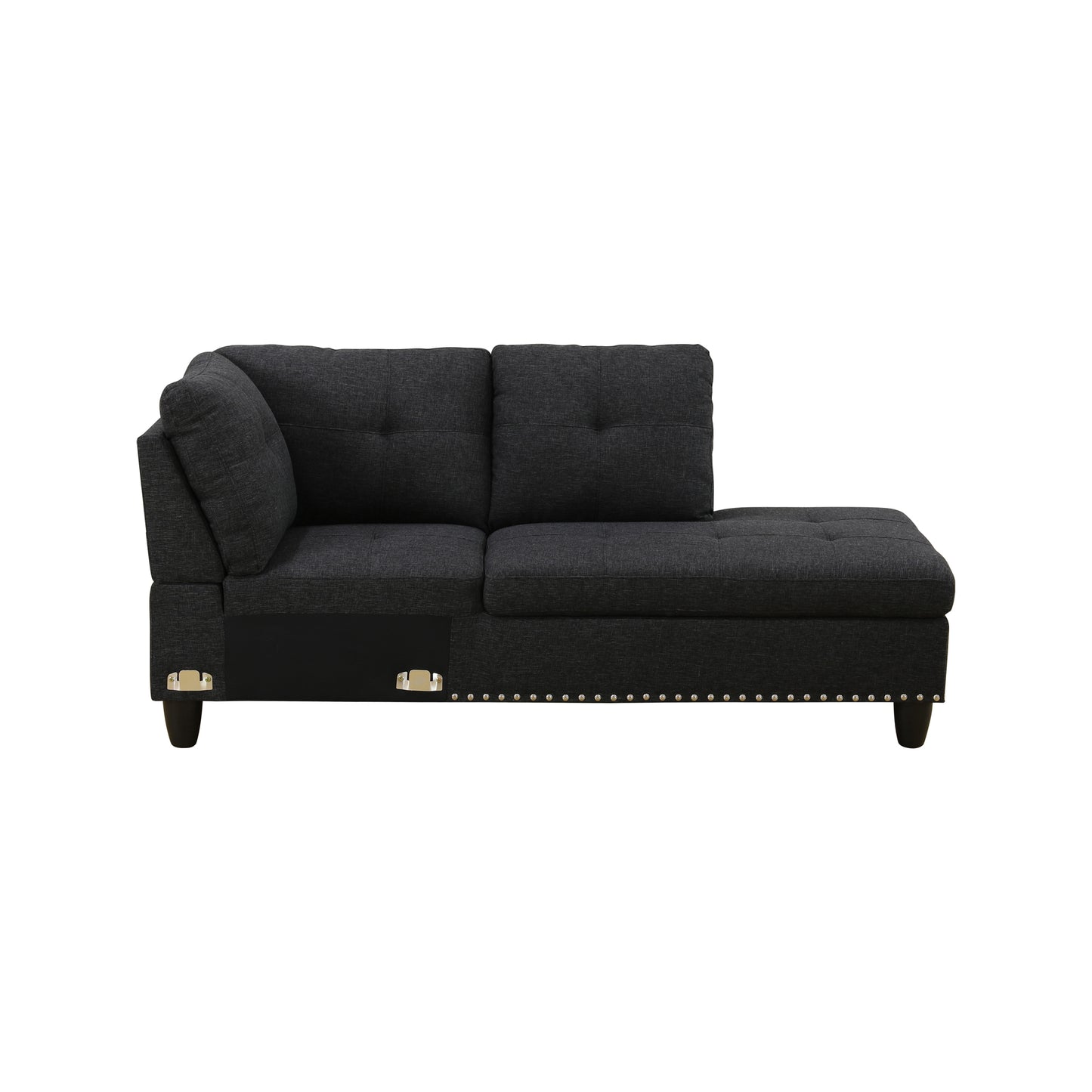 Black Grey Linen 3-Piece Sofa Living Room Sofa Set