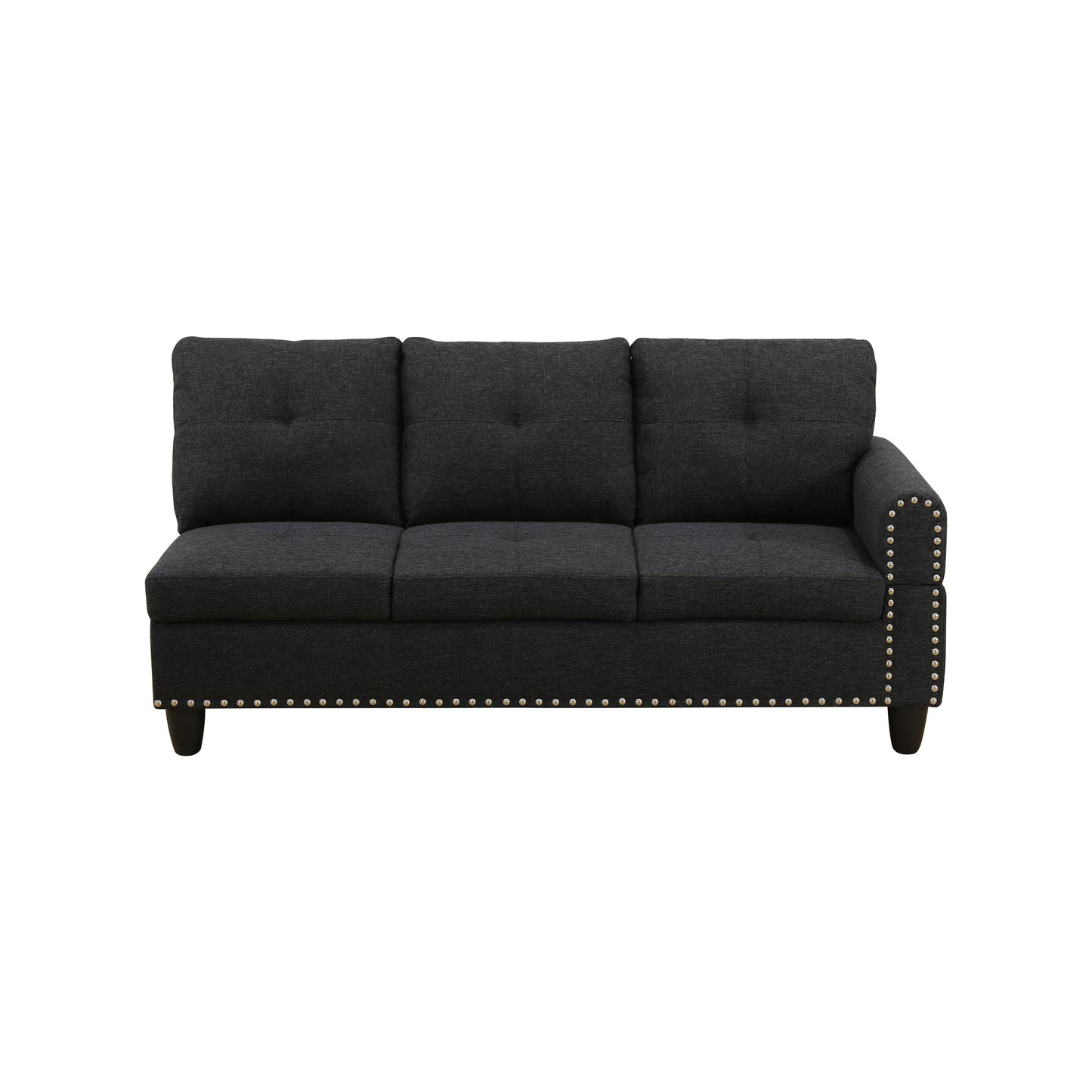 Black Grey Linen 3-Piece Sofa Living Room Sofa Set