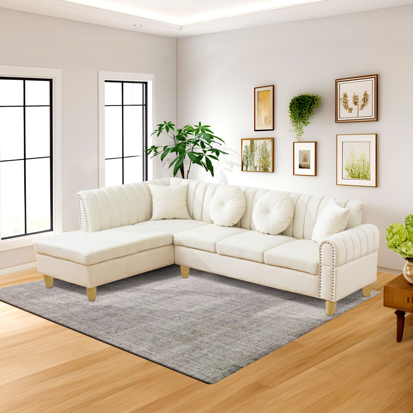 69.5" White Flannel 2-Piece Living Room Sofa Set