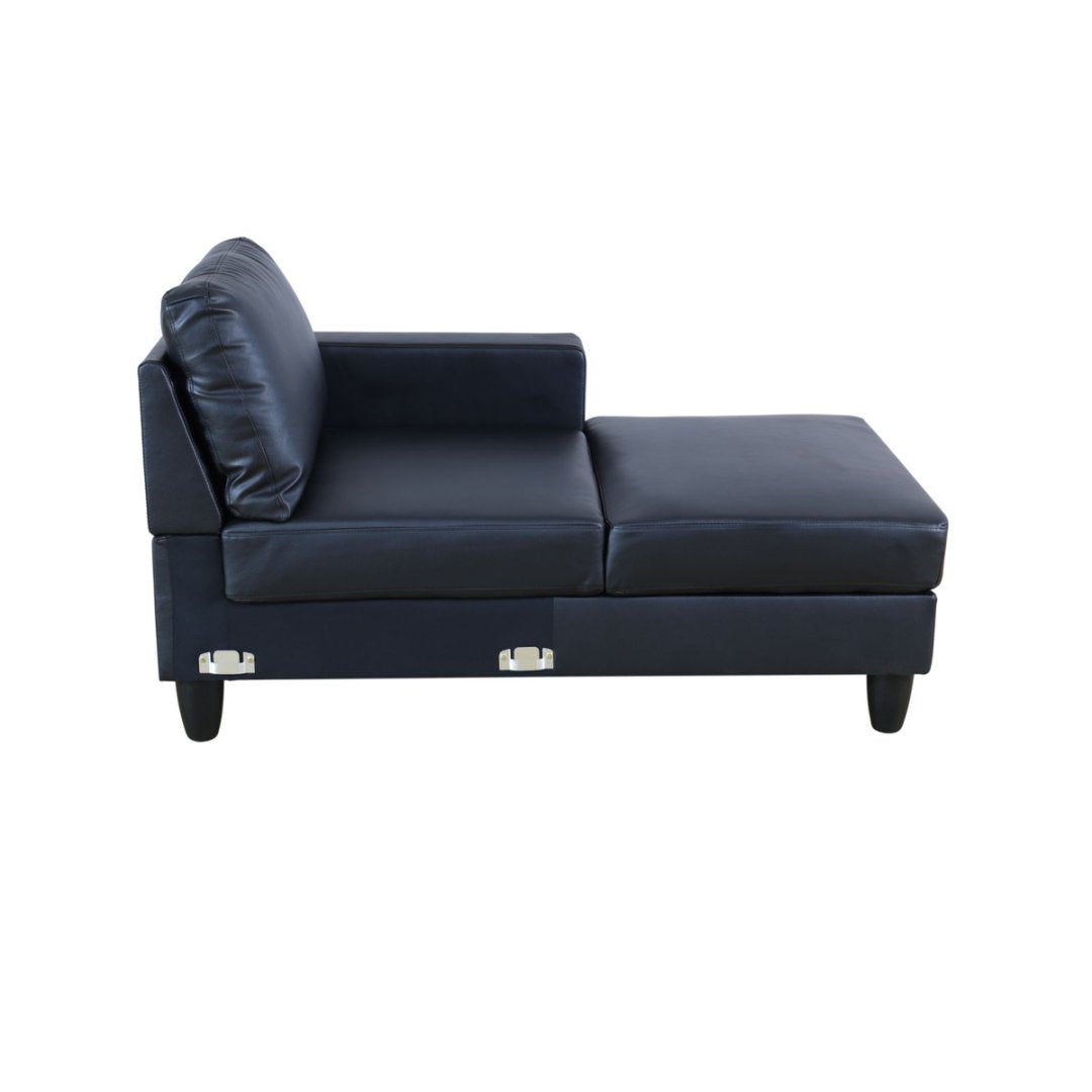 Black Faux Leather 2-Piece Couch Living Room Sofa Set