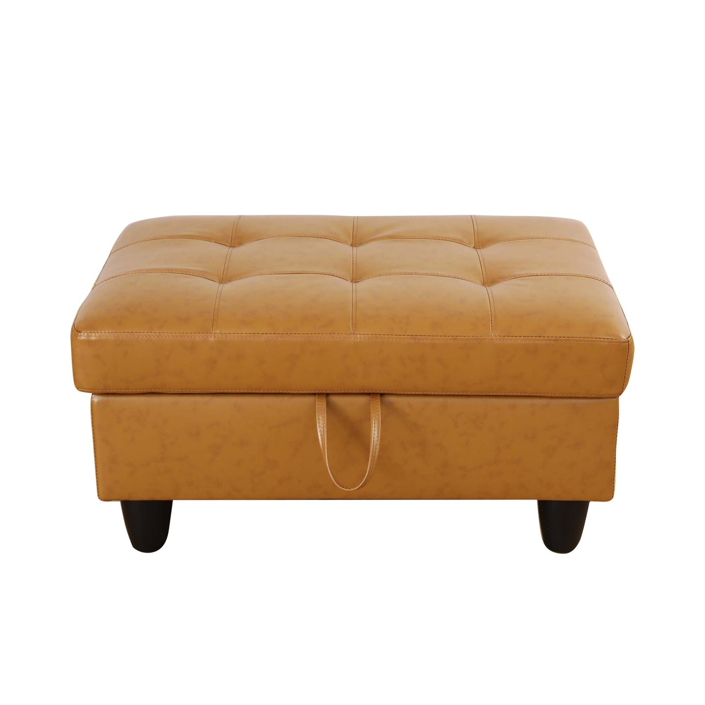 Turmeric Semi PU Synthetic Leather Storage Ottoman