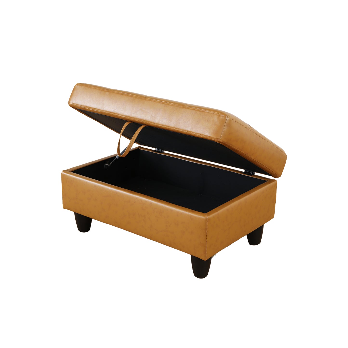 Turmeric Semi PU Synthetic Leather Storage Ottoman