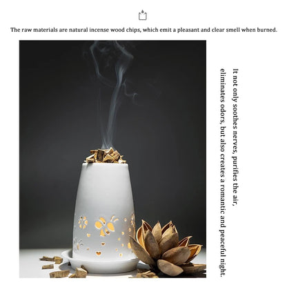 Baisonet Set of 3，Ceramic Tealight Candle Holder+Agarwood Fragrance + Candle，Essential Oil Burner Wax Melt Burners, Aromatherapy Aroma Diffuser Burner for Home Bedroom Decor Christmas Housewarming Gift