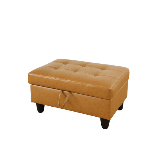 Turmeric Semi PU Synthetic Leather Storage Ottoman