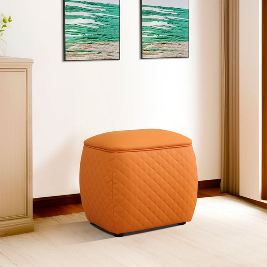 Orange Cat-Scratch Leather living room Square Low Stool