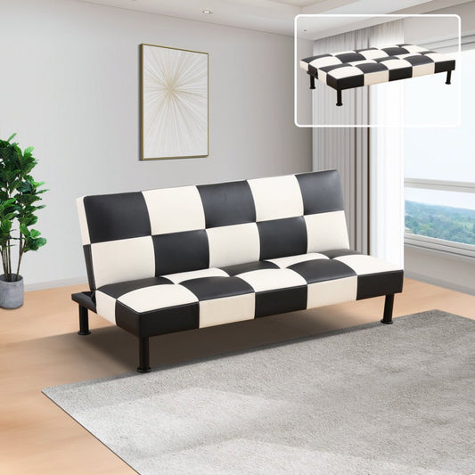 Black&White Faux Leather Living Room Sofabed