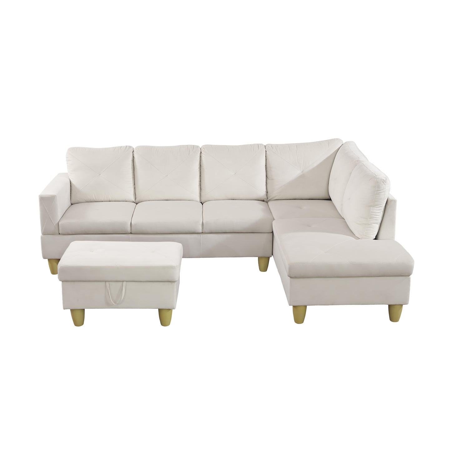 66.5" White Flannel 3-Piece Living Room Sofa Set