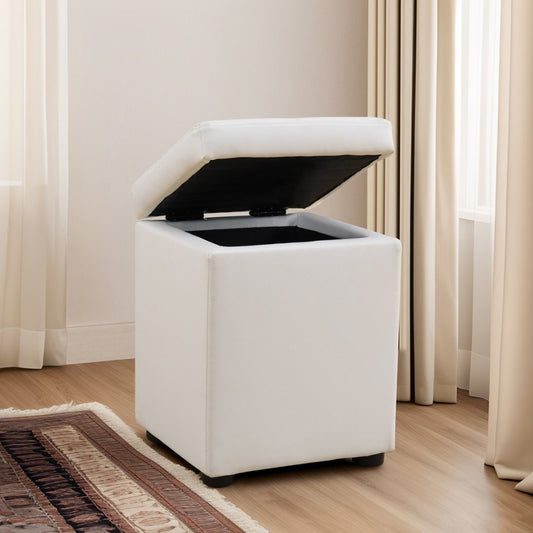 Pure White Cat-Scratch Leather Living room Square High Stool