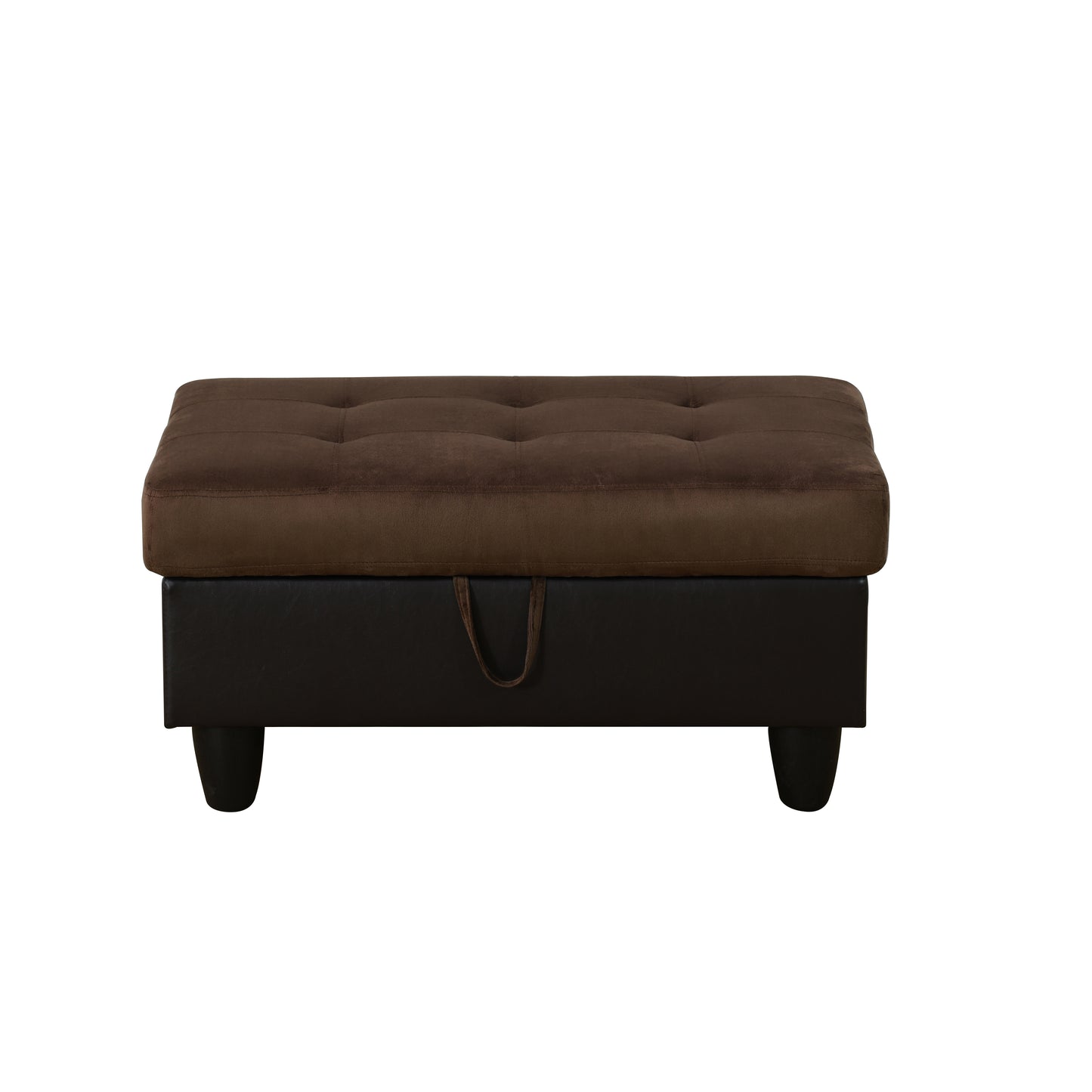 Brown Lint And PVC Living Room Storage Ottoman