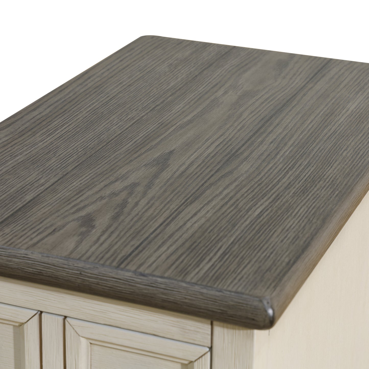 Dark Grey MDF Top and White Oak Drawer Living Room Side Cabinet