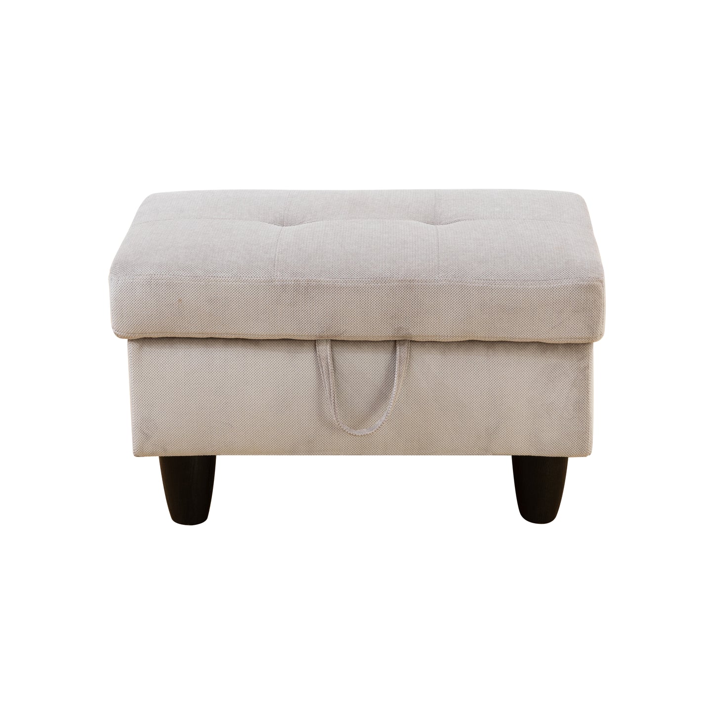 Grey White Corduroy Living Room Sofa Ottoman