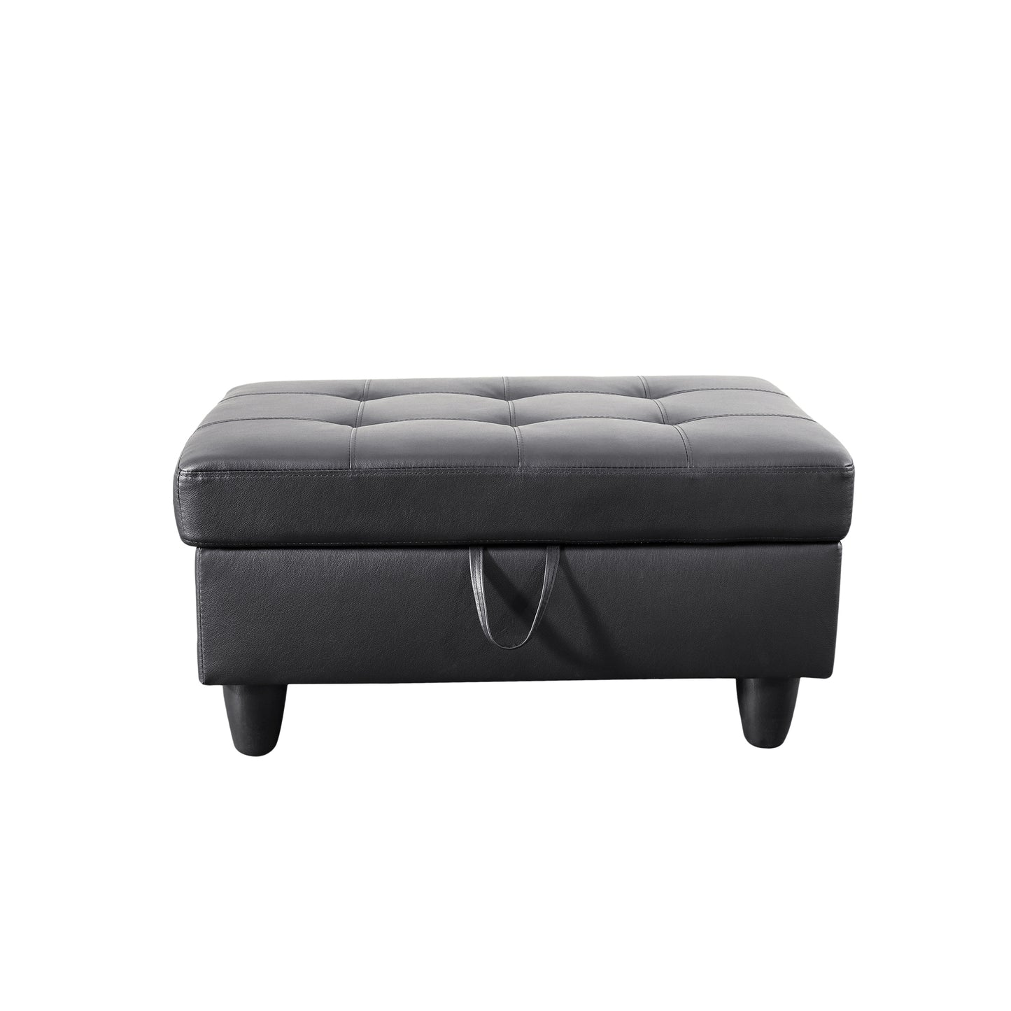 Black Faux Leather 3-Piece Couch Living Room Sofa Set