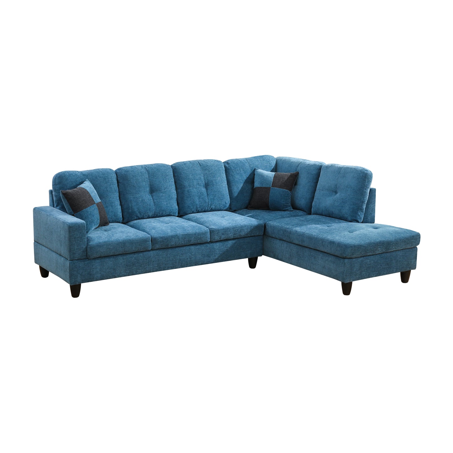 Blue Flannel 3-Piece Couch Living Room Sofa Set