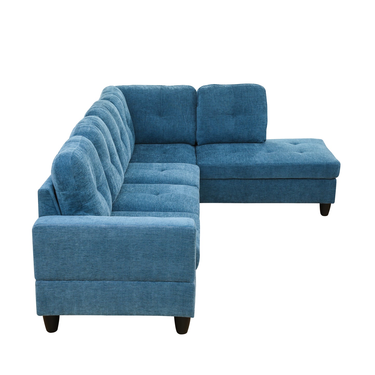Blue Flannel 3-Piece Couch Living Room Sofa Set