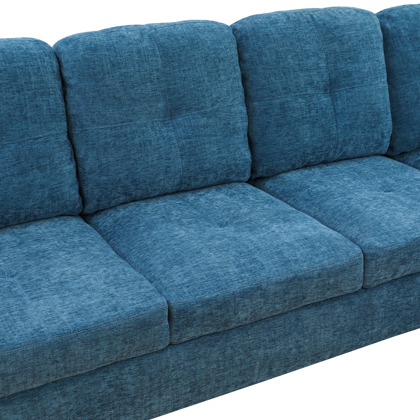 Blue Flannel 3-Piece Couch Living Room Sofa Set
