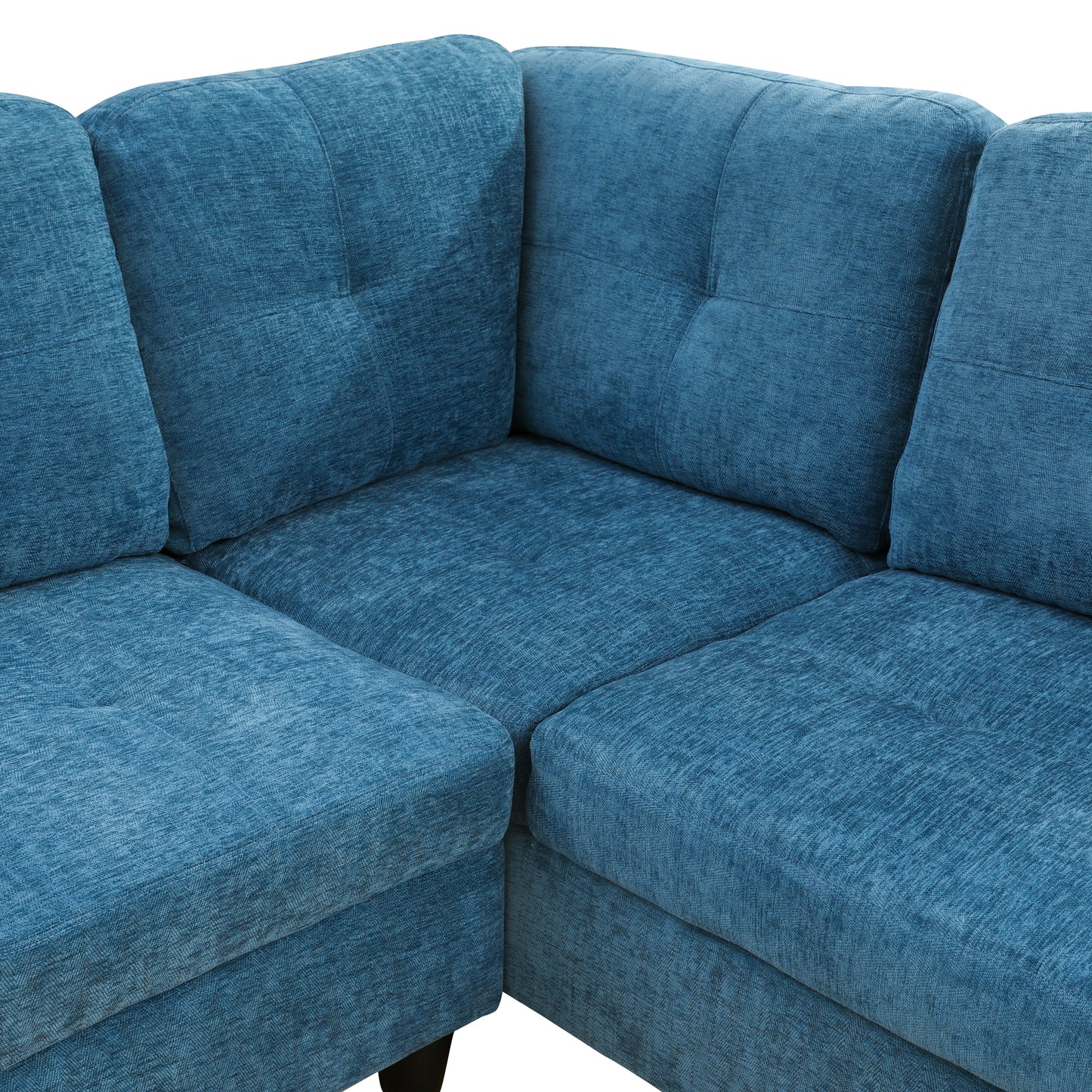 Blue Flannel 3-Piece Couch Living Room Sofa Set