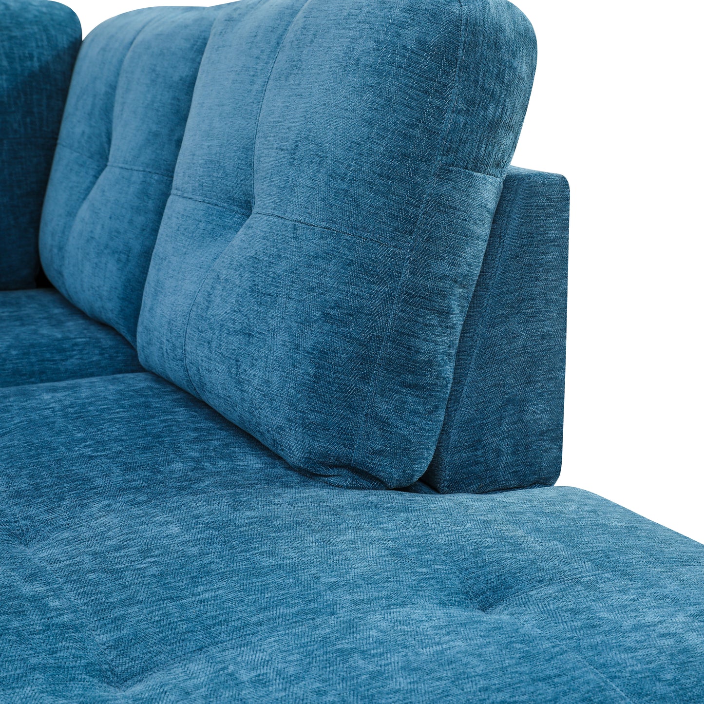 Blue Flannel 3-Piece Couch Living Room Sofa Set