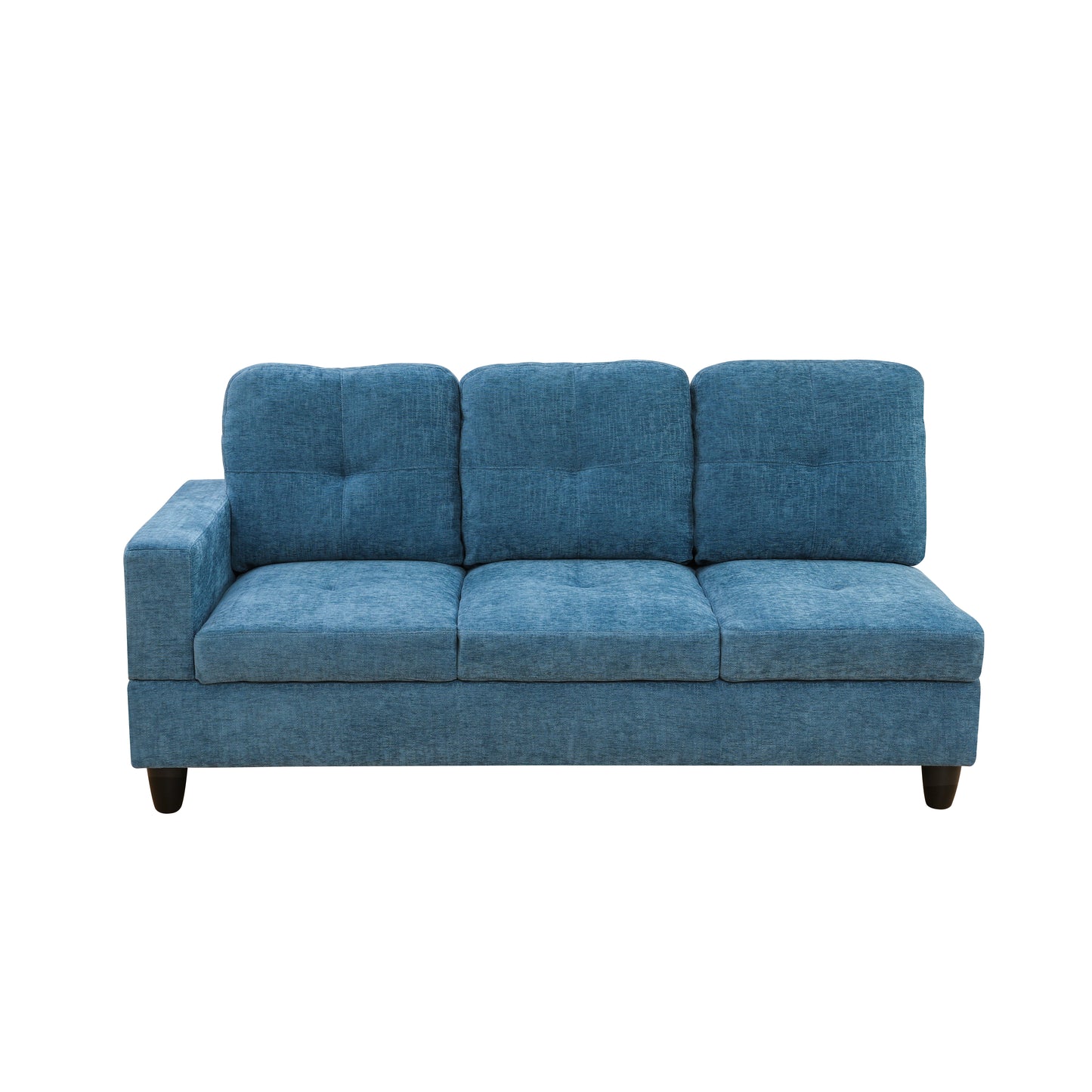 Blue Flannel 3-Piece Couch Living Room Sofa Set