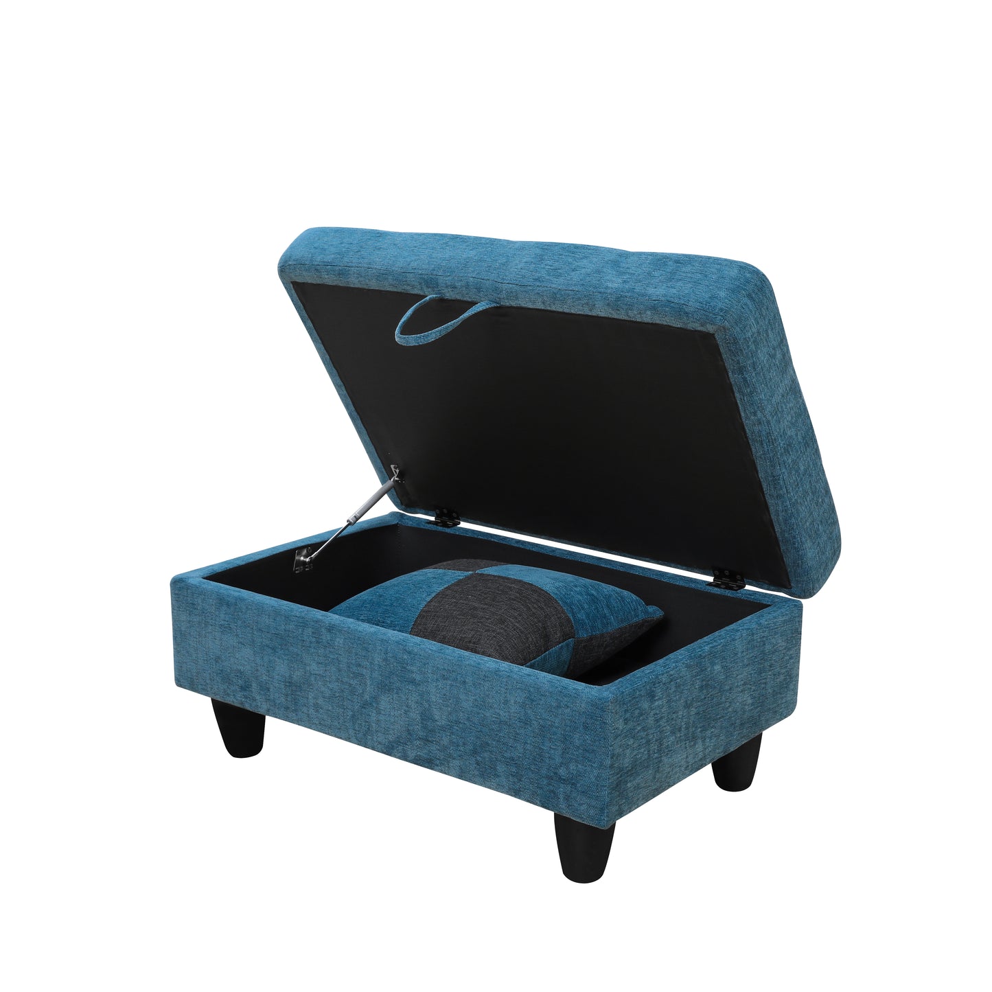 Blue Flannel 3-Piece Couch Living Room Sofa Set