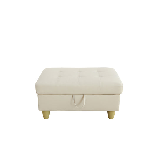 White Faux Leather Storage Ottoman