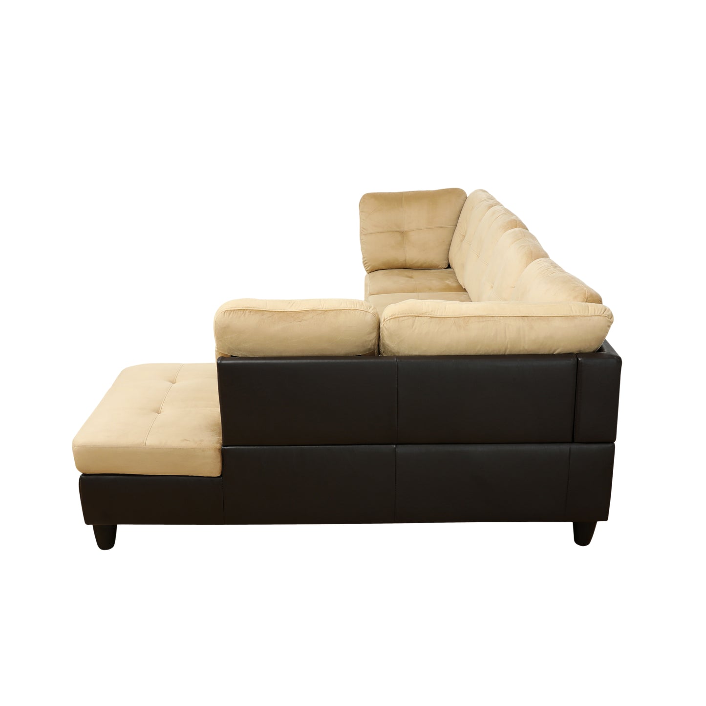 Beige and Brown Color Lint And PVC 3-Piece Couch Living Room Sofa Set