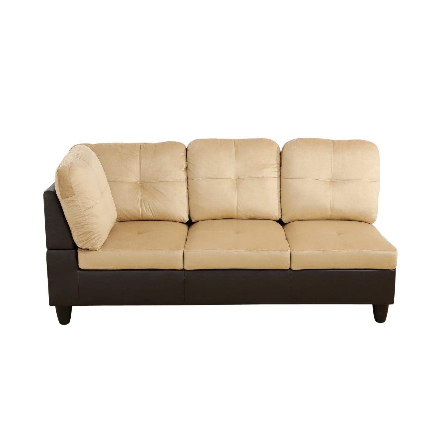 Beige and Brown Color Lint And PVC 3-Piece Couch Living Room Sofa Set