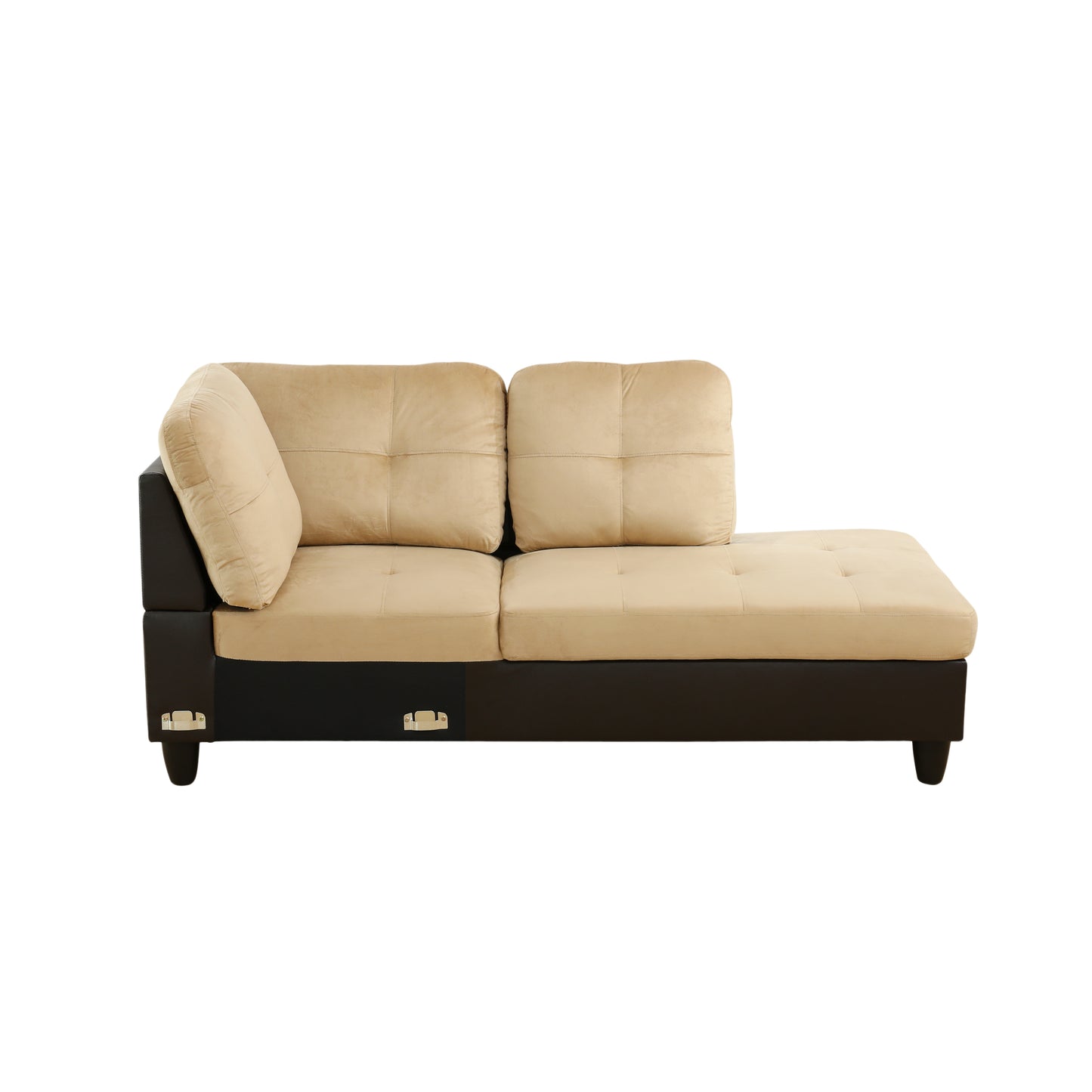 Beige and Brown Color Lint And PVC 3-Piece Couch Living Room Sofa Set