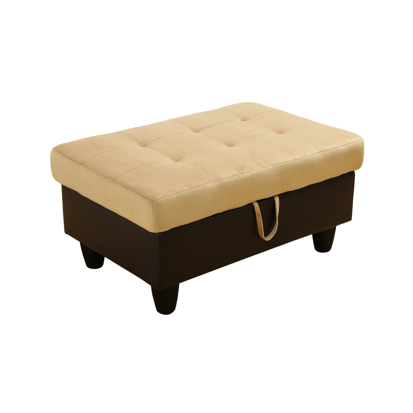 Beige and Brown Color Lint And PVC 3-Piece Couch Living Room Sofa Set