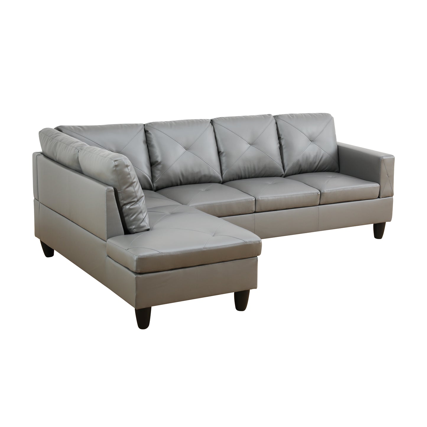 Dark Grey Faux Leather 3-Piece Couch Living Room Sofa Set
