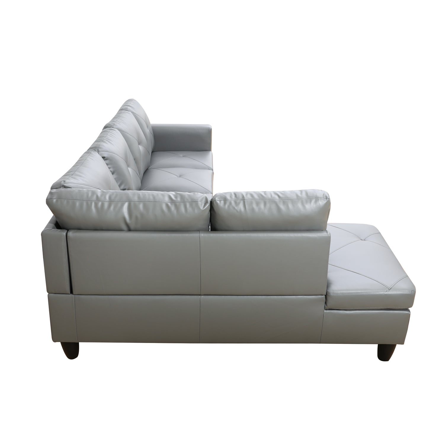 Dark Grey Faux Leather 3-Piece Couch Living Room Sofa Set