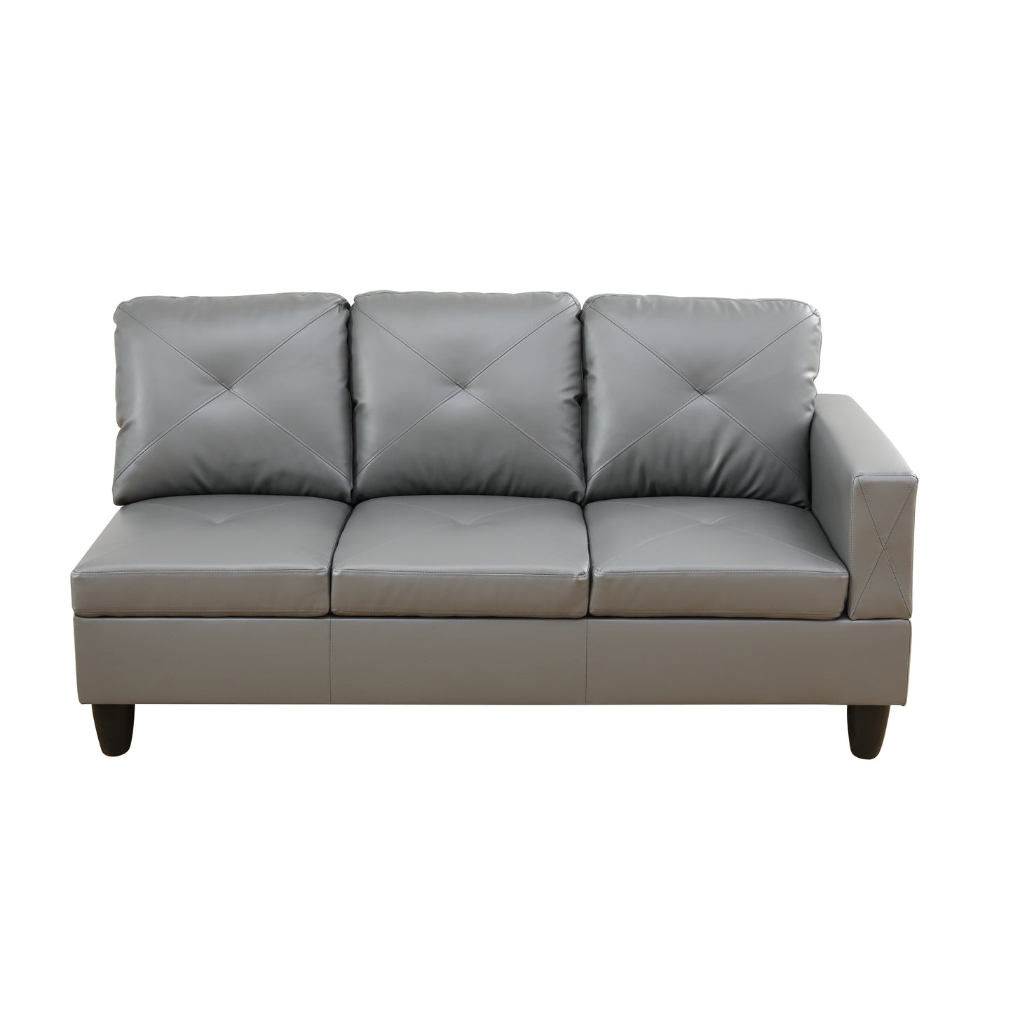 Dark Grey Faux Leather 3-Piece Couch Living Room Sofa Set