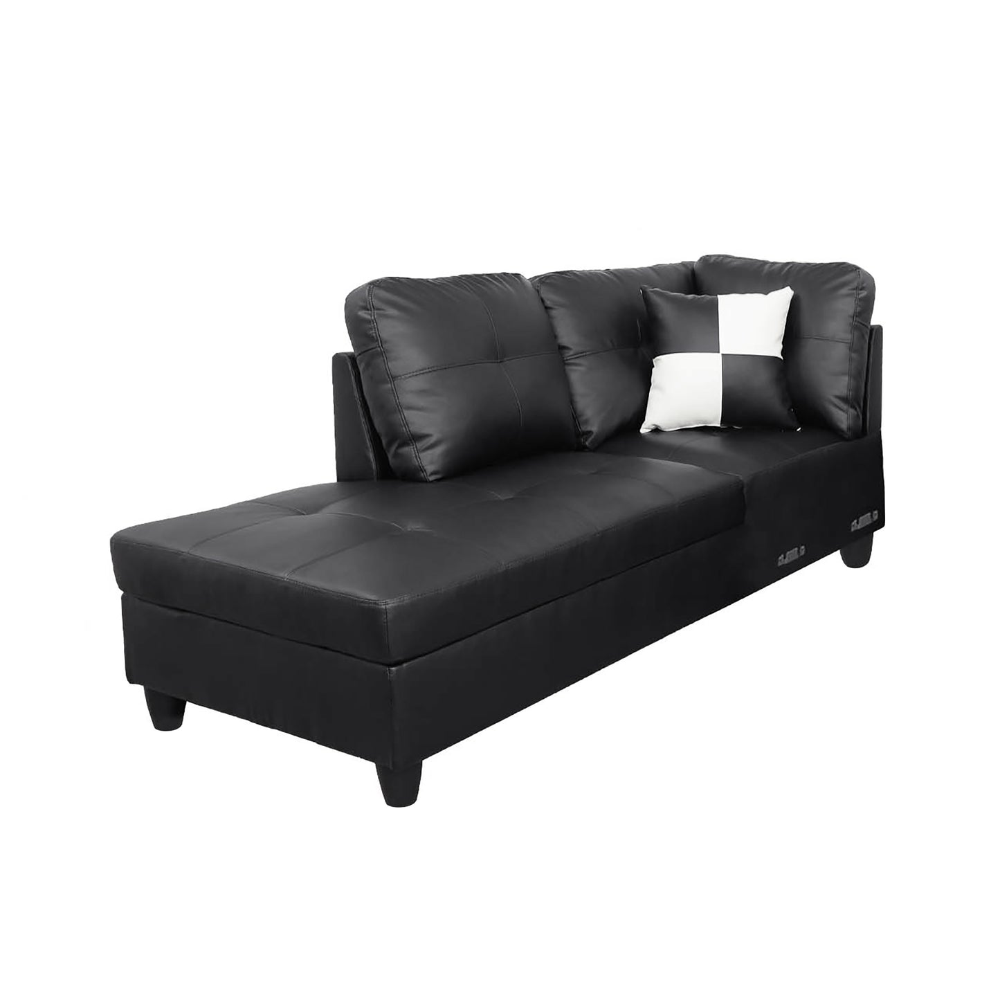 Black Faux Leather 3-Piece Sofa Living Room Sofa Set
