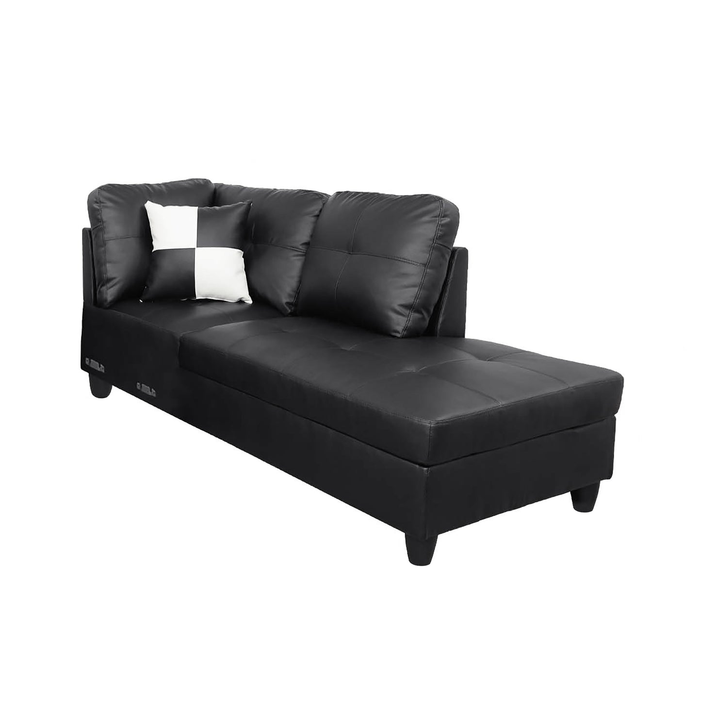 Black Faux Leather 3-Piece Couch Living Room Sofa Set