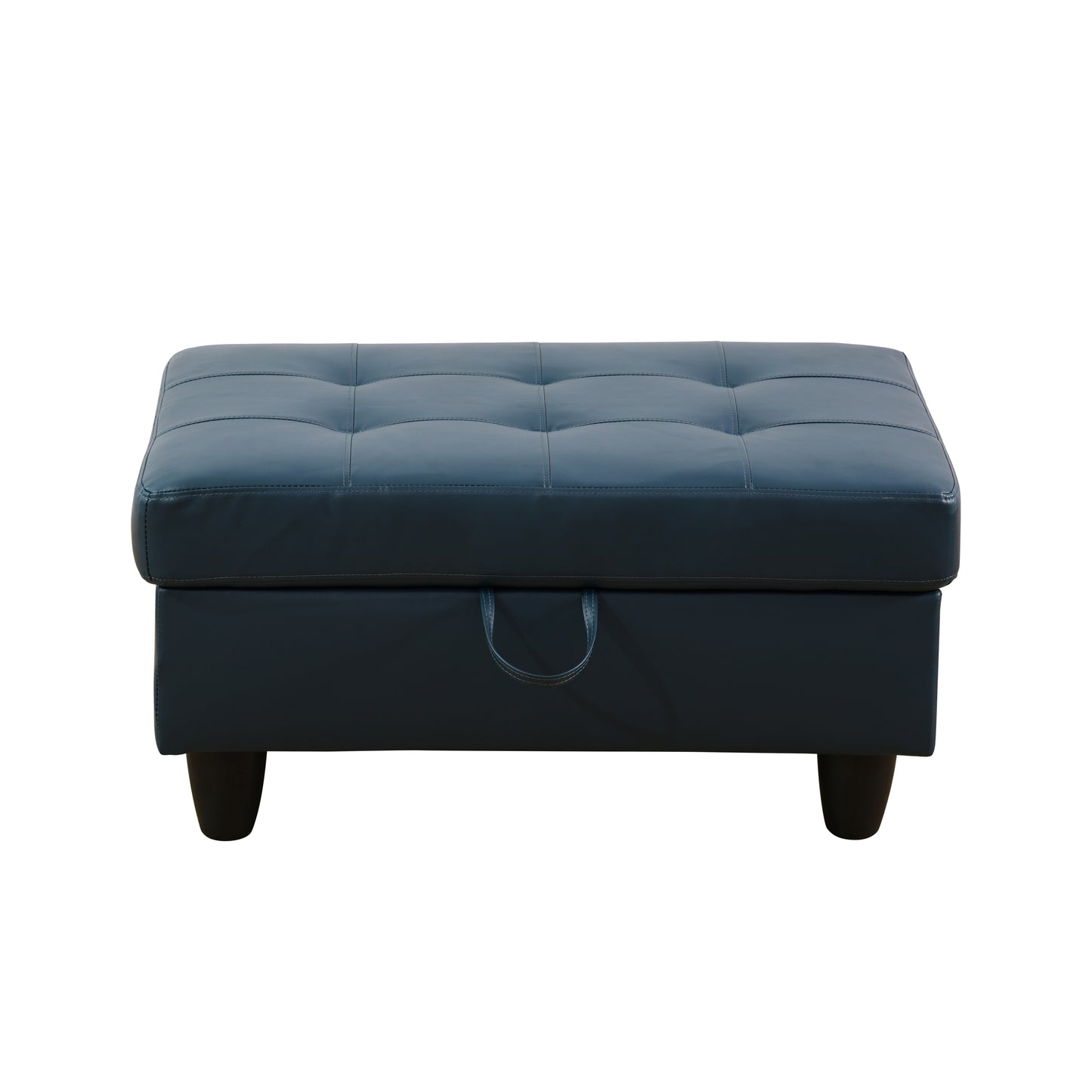 Peacock Blue Semi PU Synthetic Leather Storage Ottoman