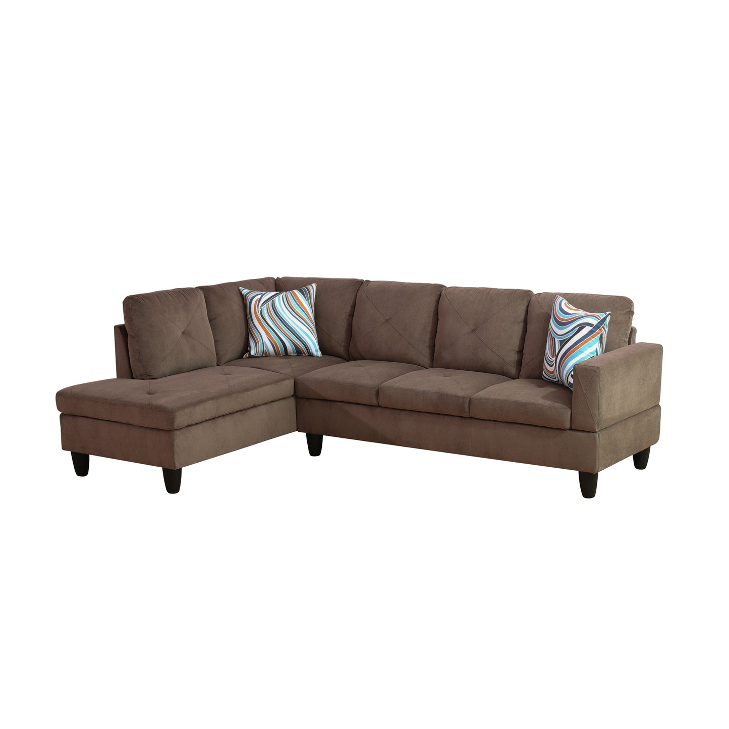 Brown Sackcloth Fabric 3-Piece Living Room Sofa Set
