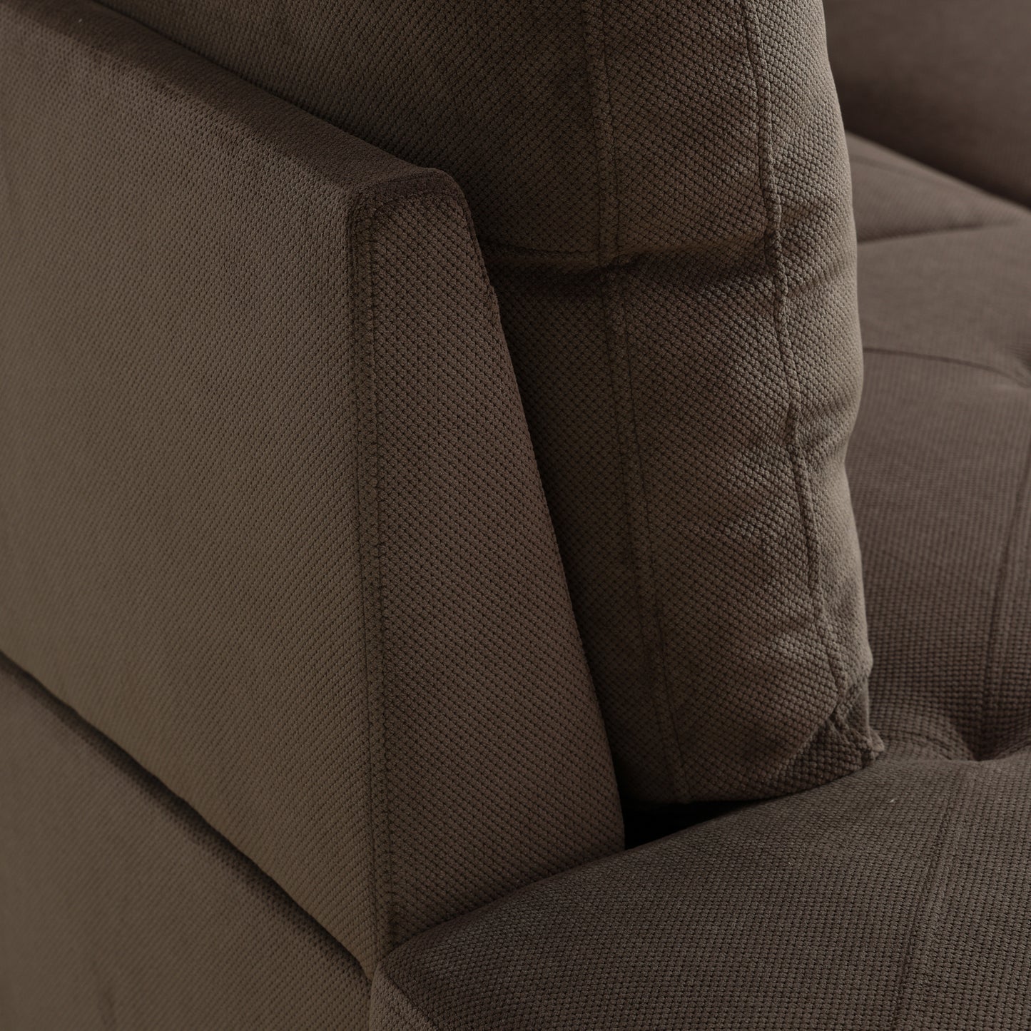 Brown Sackcloth Fabric 3-Piece Living Room Sofa Set