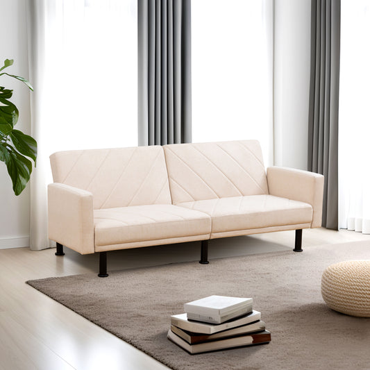 Beige Linen Living Room Sofa bed