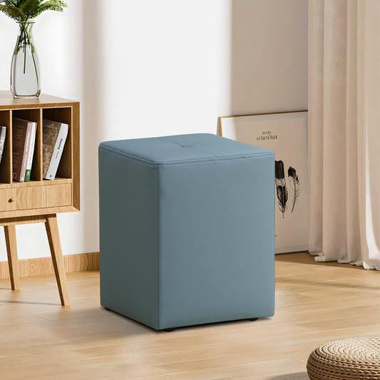 Lake-Blue Cat-Scratch Leather living room Cube High Stool