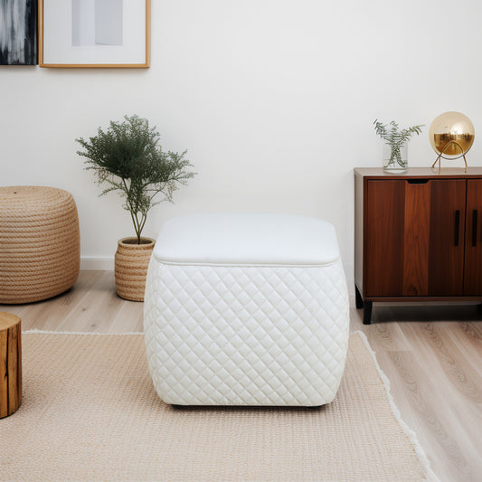 White Cat-Scratch Leather living room Square Low Stool