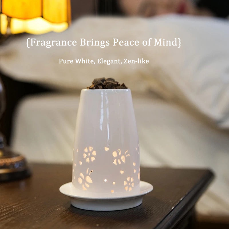 Baisonet Set of 3，Ceramic Tealight Candle Holder+Agarwood Fragrance + Candle，Essential Oil Burner Wax Melt Burners, Aromatherapy Aroma Diffuser Burner for Home Bedroom Decor Christmas Housewarming Gift